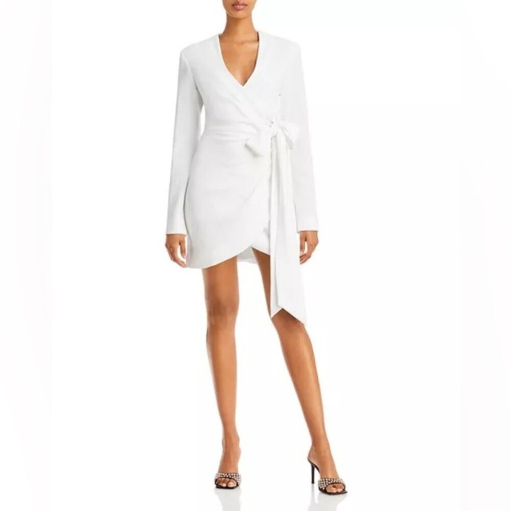 NWT Cinq a Sept Women’s Sierra Long Sleeve Wrap Mini Dress Ivory Size‎ 0